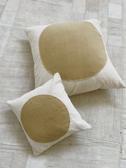 Mustard Moon & White Pillow 18x18in