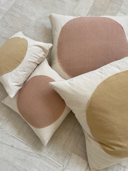 Mustard Moon & White Pillow 18x18in