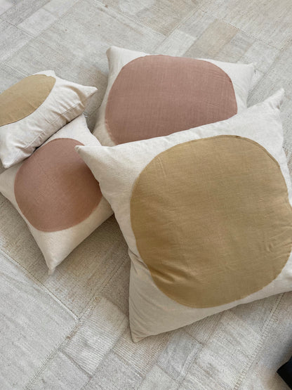 Mustard Moon & White Pillow 18x18in