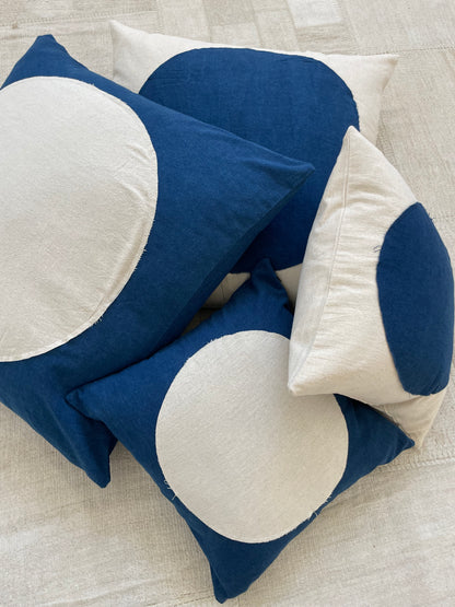 Indigo Moon & White Pillow 28x28in