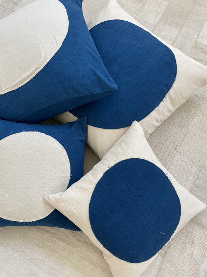 White Moon & indigo Pillow 18x18in
