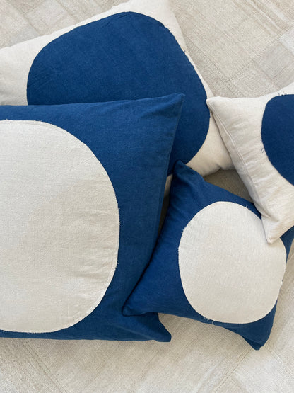 White Moon & indigo Pillow 18x18in