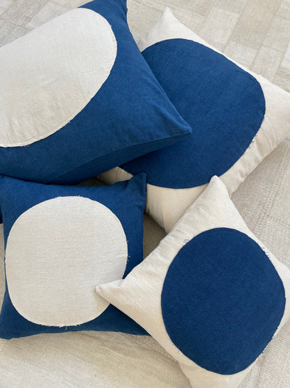 White Moon & indigo Pillow 18x18in