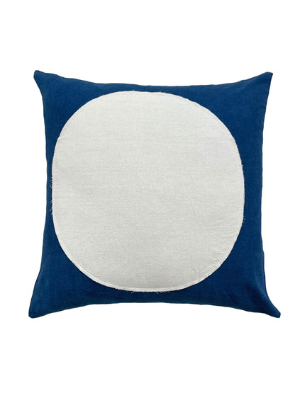 White Moon & indigo Pillow 18x18in