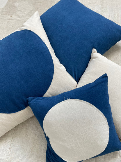 White Moon & indigo Pillow 18x18in