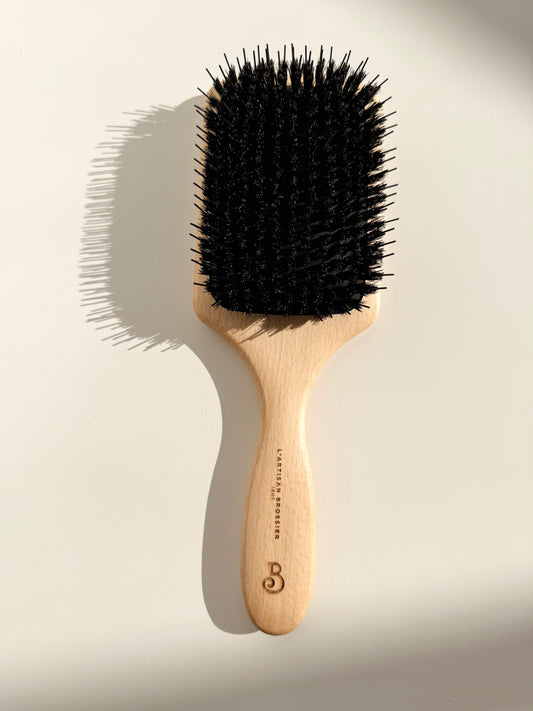 French Pneumatic Paddle Brush - Boar Hair and Nylon Dots