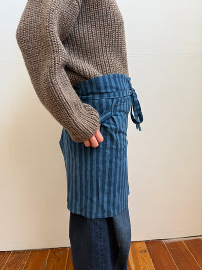 Half Apron Indigo Stripe
