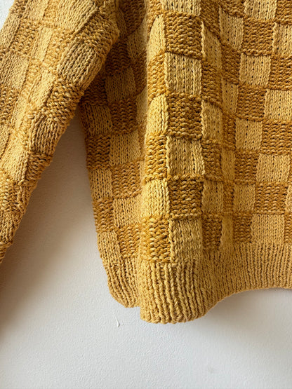 La Vie Est Belle Sweater, Hand Knit & Natural Dyes & Crochet Appliqué