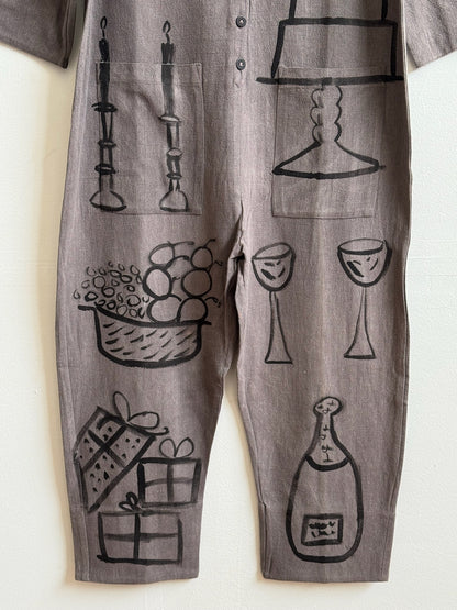 #106 Hand-painted Jumpsuit M/L - Le gâteau