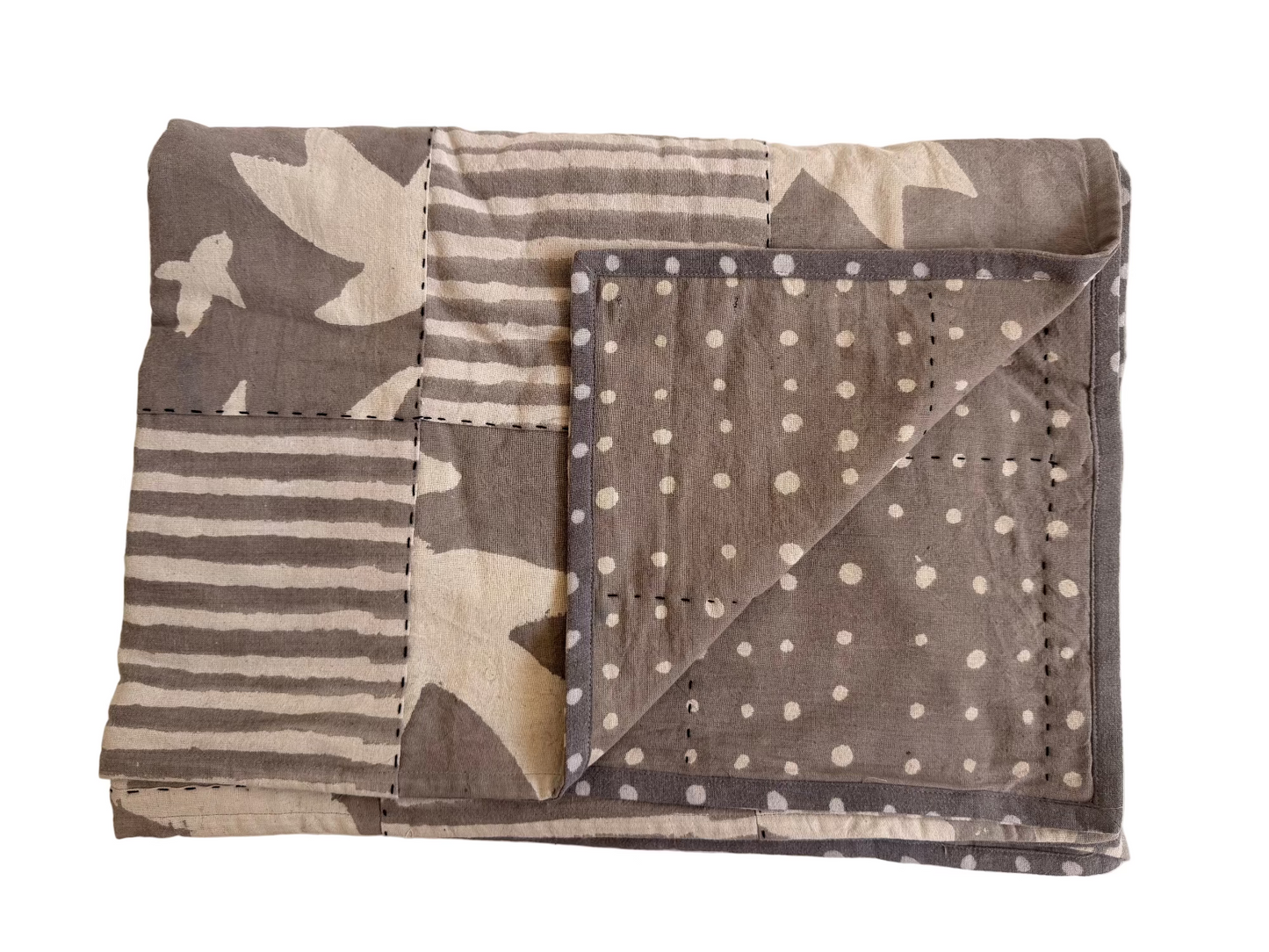 One of a Kind Grey Quilt 75x55in