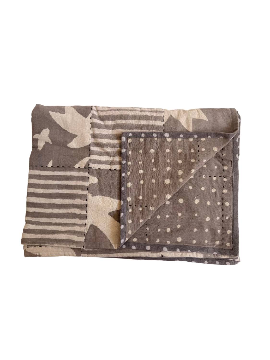 One of a Kind Grey Quilt 75x55in
