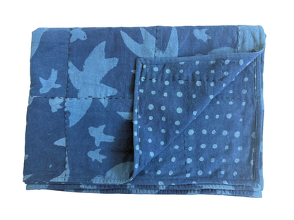 One of a Kind Indigo Liberté Quilt 75x55in