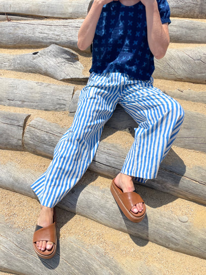Omar Blue Rayé Pants