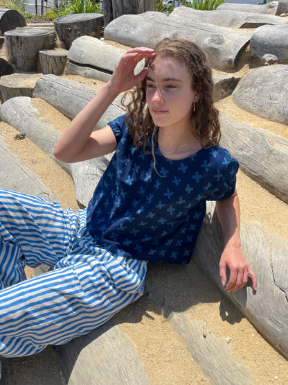 Omar Blue Rayé Pants