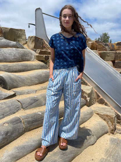 Omar Blue Rayé Pants