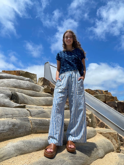 Omar Blue Rayé Pants