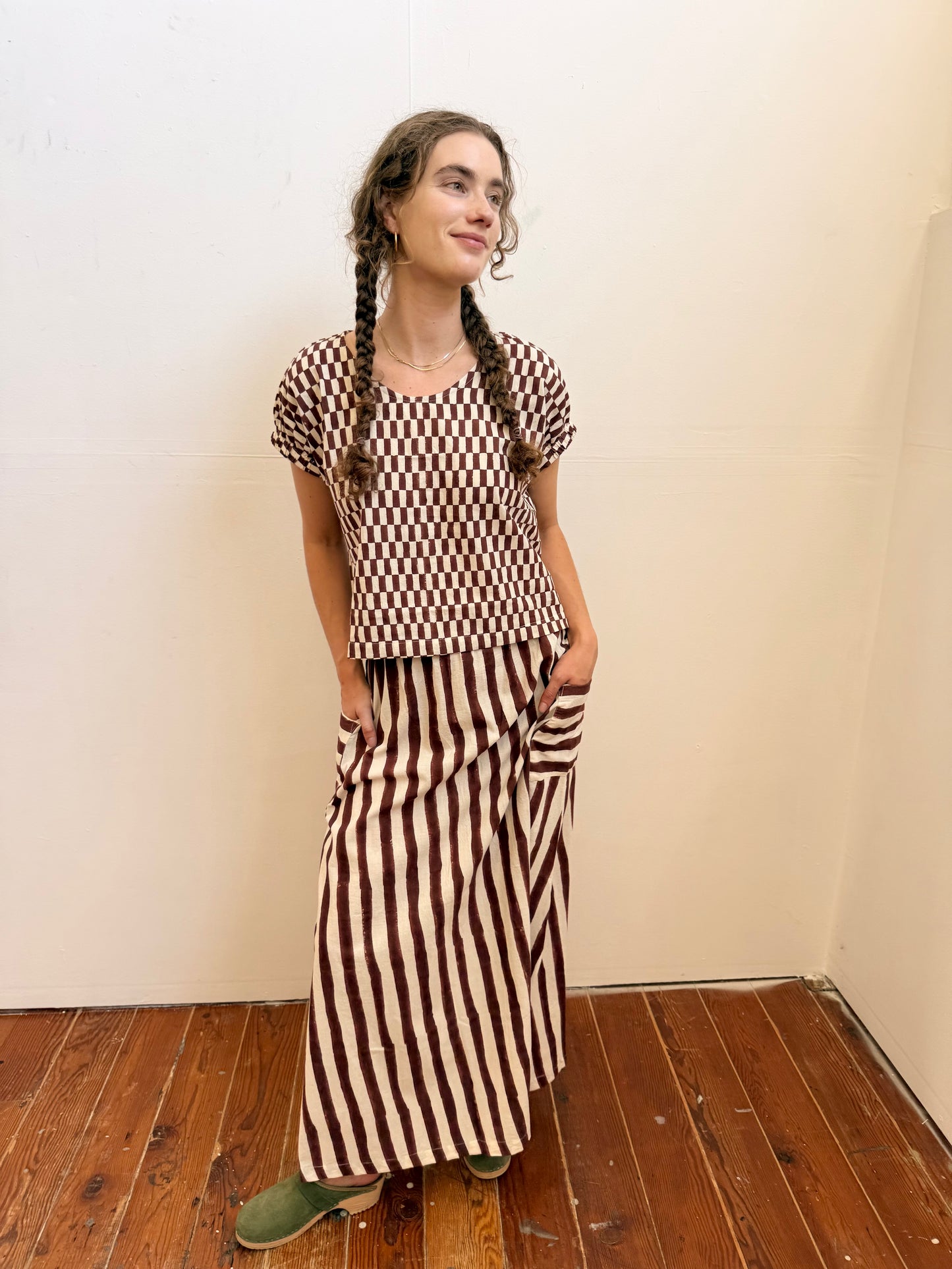 Tilda Skirt Brown Stripes