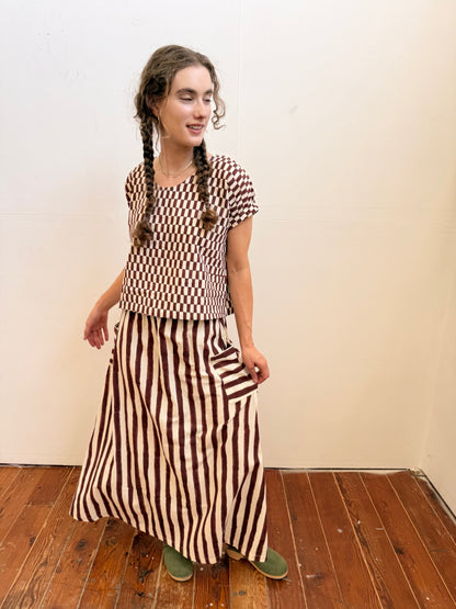 Tilda Skirt Brown Stripes