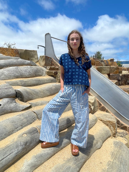 Omar Blue Rayé Pants