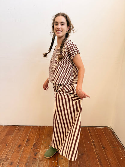 Tilda Skirt Brown Stripes