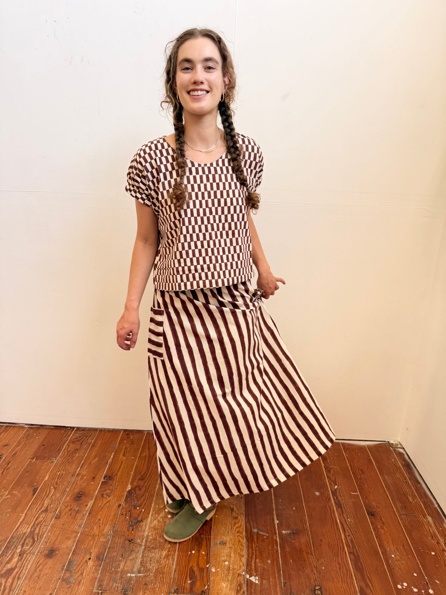 Tilda Skirt Brown Stripes