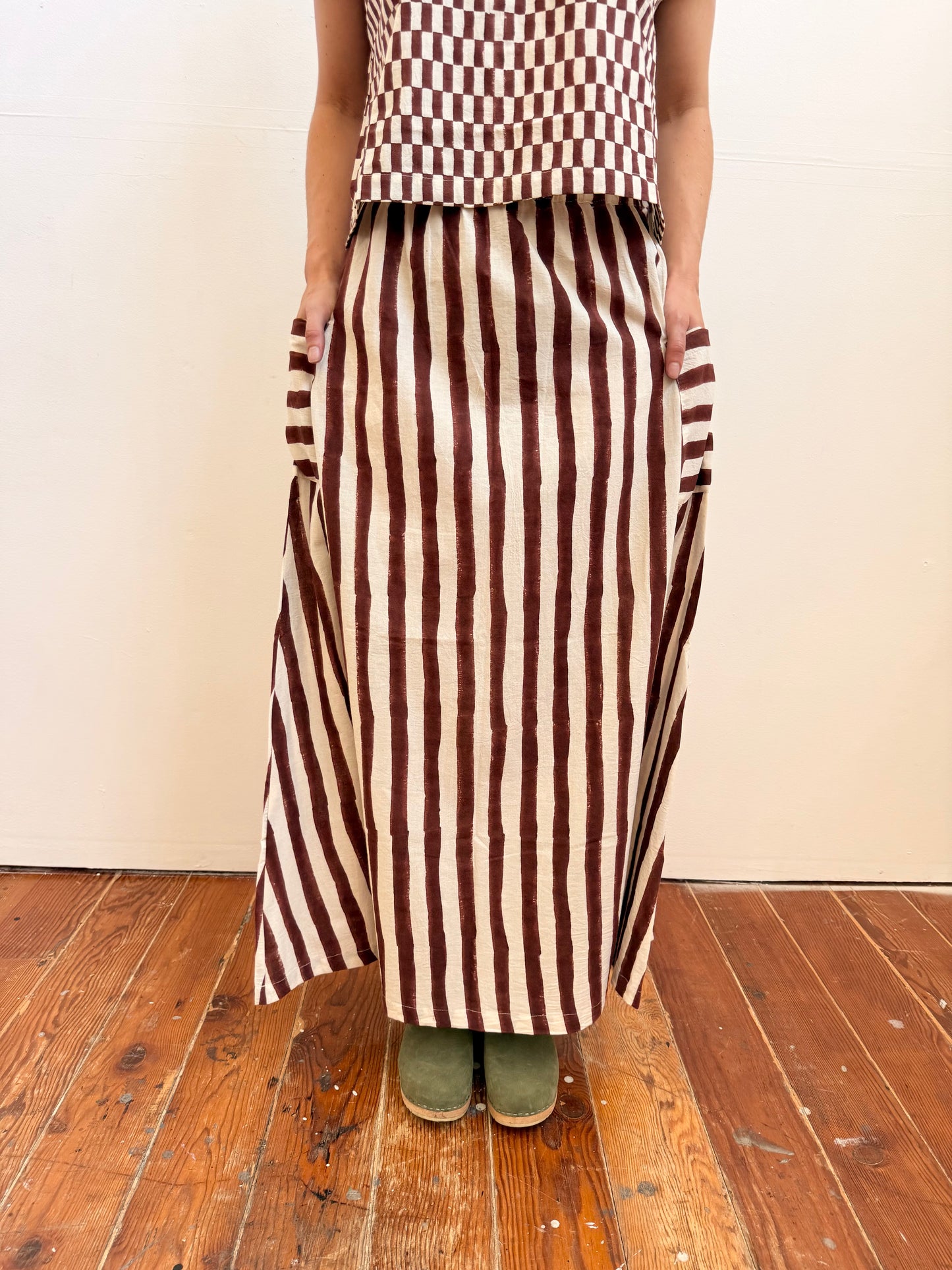 Tilda Skirt Brown Stripes