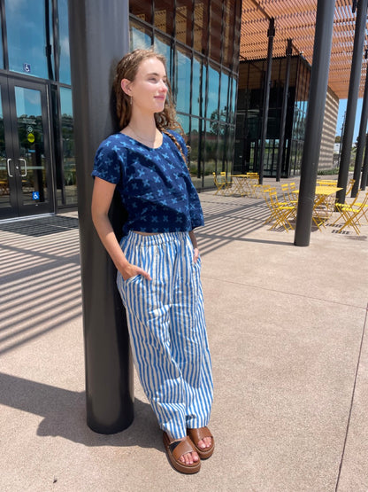 Omar Blue Rayé Pants