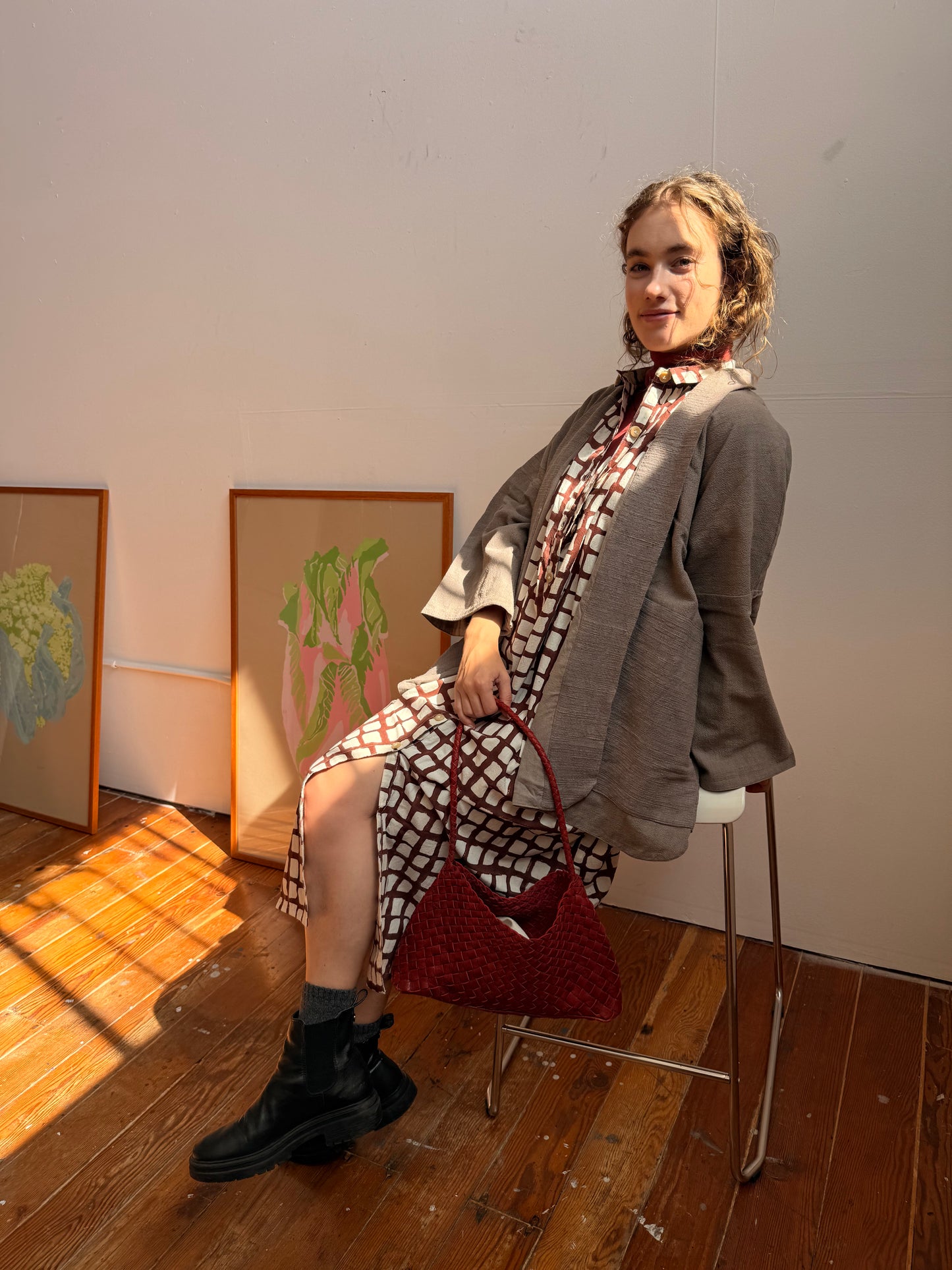 Elise Grid Brown