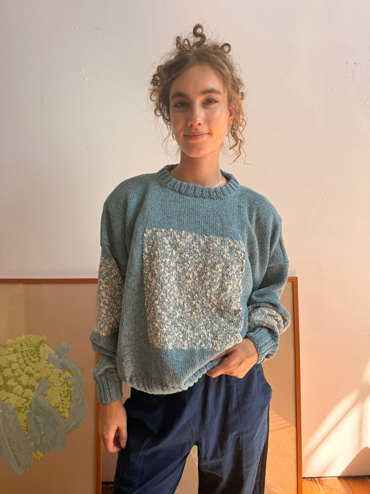 Carré Wool Sweater Blue & White