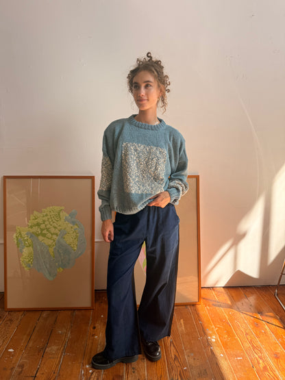 Carré Wool Sweater Blue & White