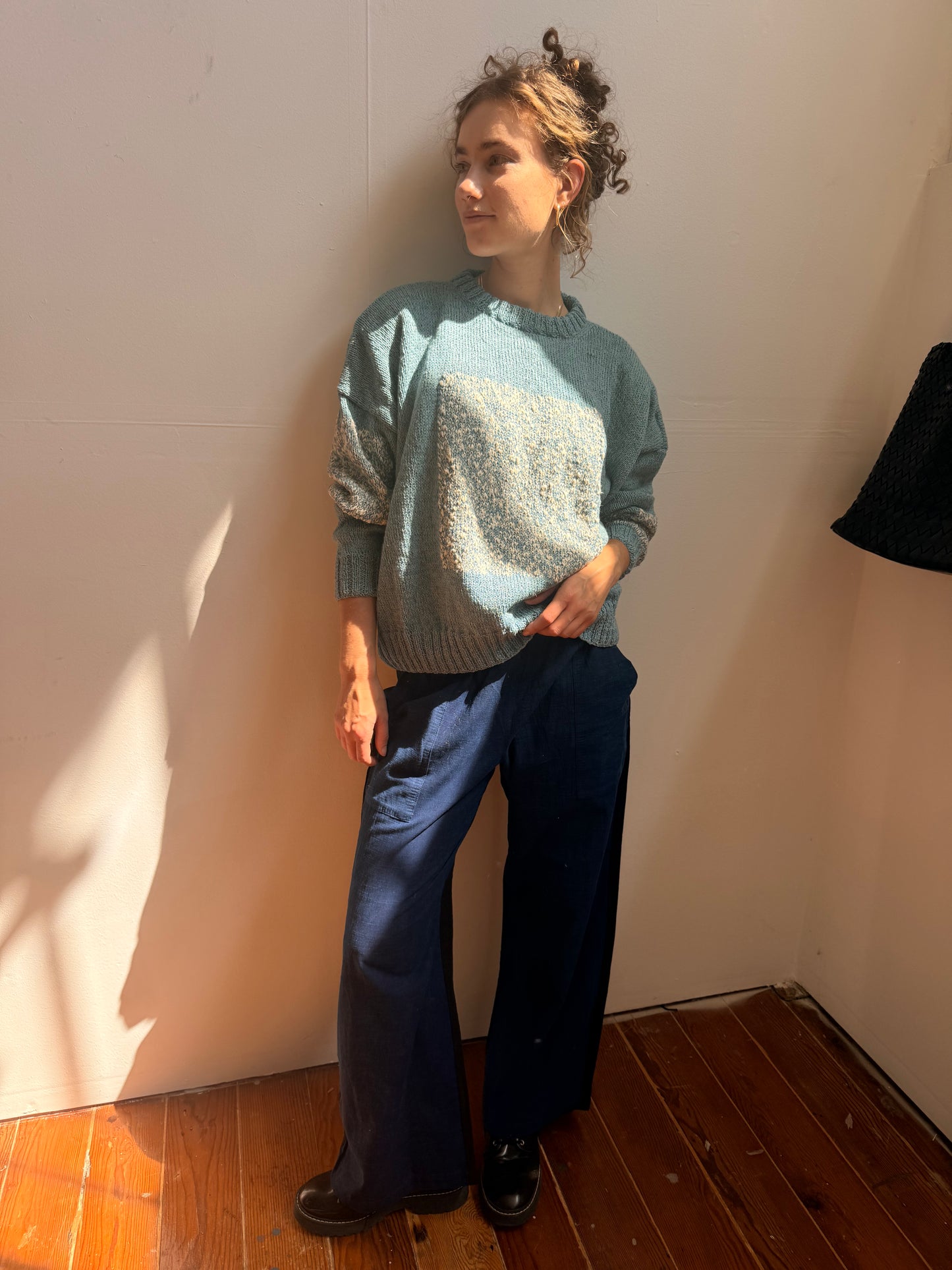 Carré Wool Sweater Blue & White