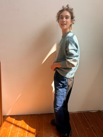Carré Wool Sweater Blue & White