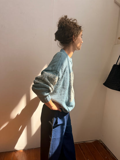 Carré Wool Sweater Blue & White
