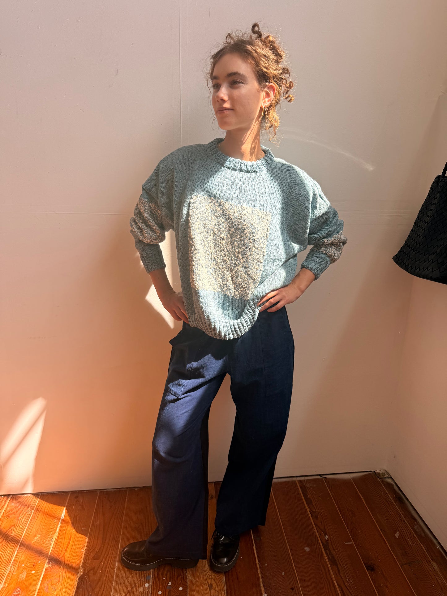 Carré Wool Sweater Blue & White