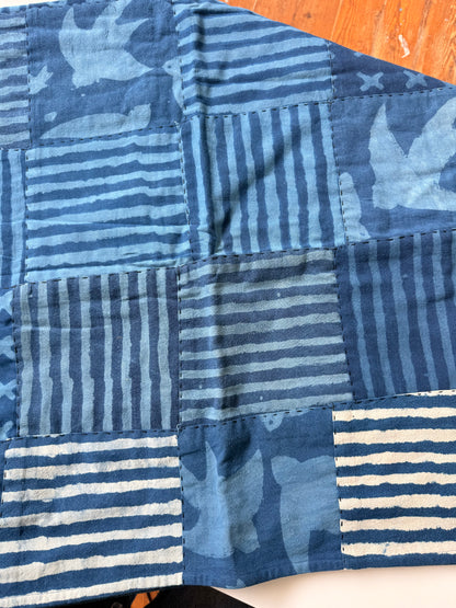 One of a Kind Indigo Quilt 75x55in