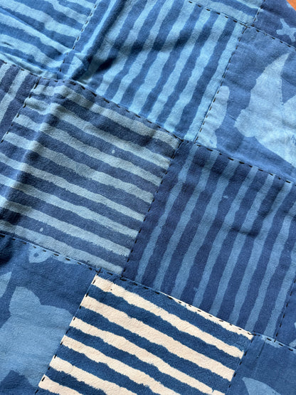 One of a Kind Indigo Quilt 75x55in