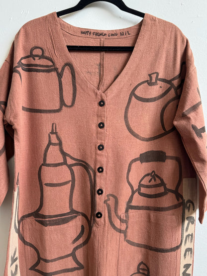 #109 Hand-painted Jumpsuit M/L - Tea Time