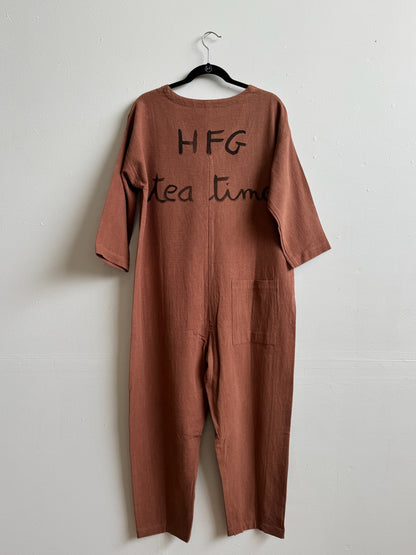 #109 Hand-painted Jumpsuit M/L - Tea Time