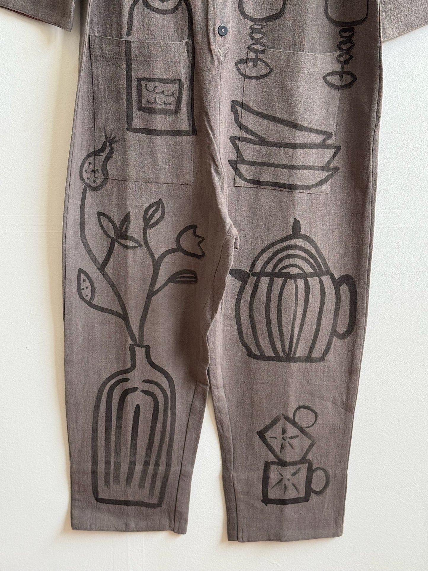 #108 Hand-painted Jumpsuit M/L - Le dîner