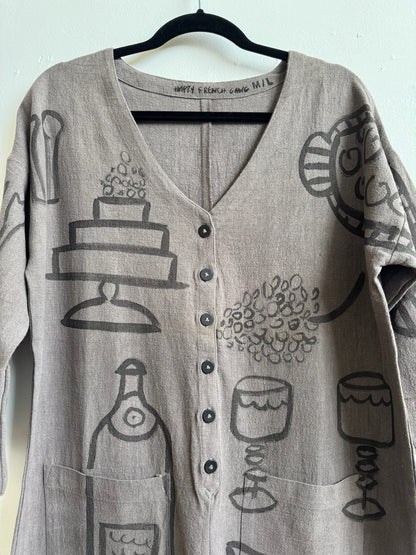 #108 Hand-painted Jumpsuit M/L - Le dîner