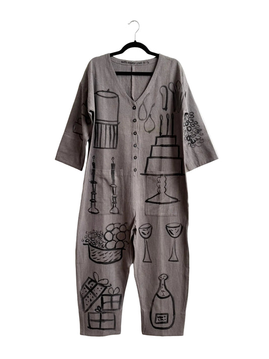 #106 Hand-painted Jumpsuit M/L - Le gâteau