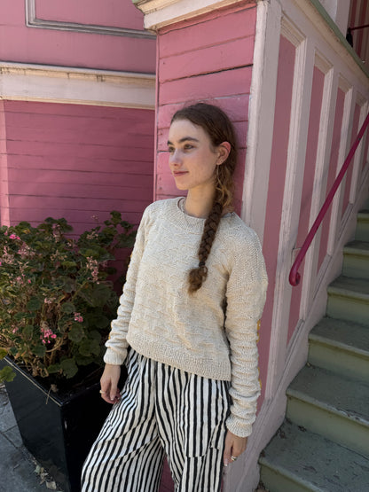 Le Soleil Brille Sweater, Hand Knit & Natural Dyes & Crochet Appliqué