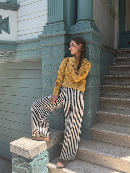 La Vie Est Belle Sweater, Hand Knit & Natural Dyes & Crochet Appliqué