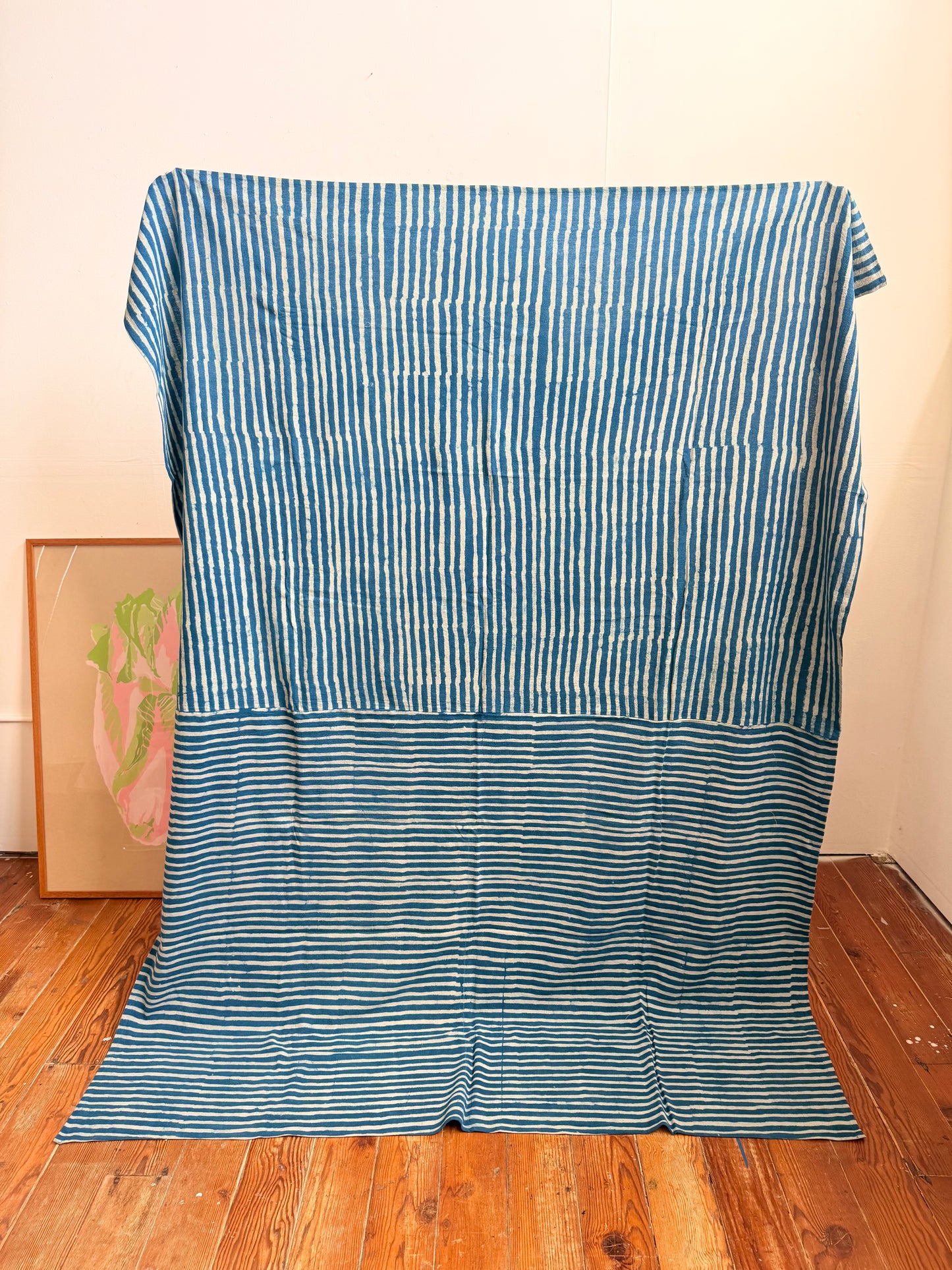 Throw / Bed Throw Indigo Rayé - 90x68in