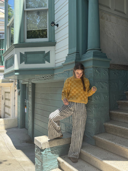 La Vie Est Belle Sweater, Hand Knit & Natural Dyes & Crochet Appliqué