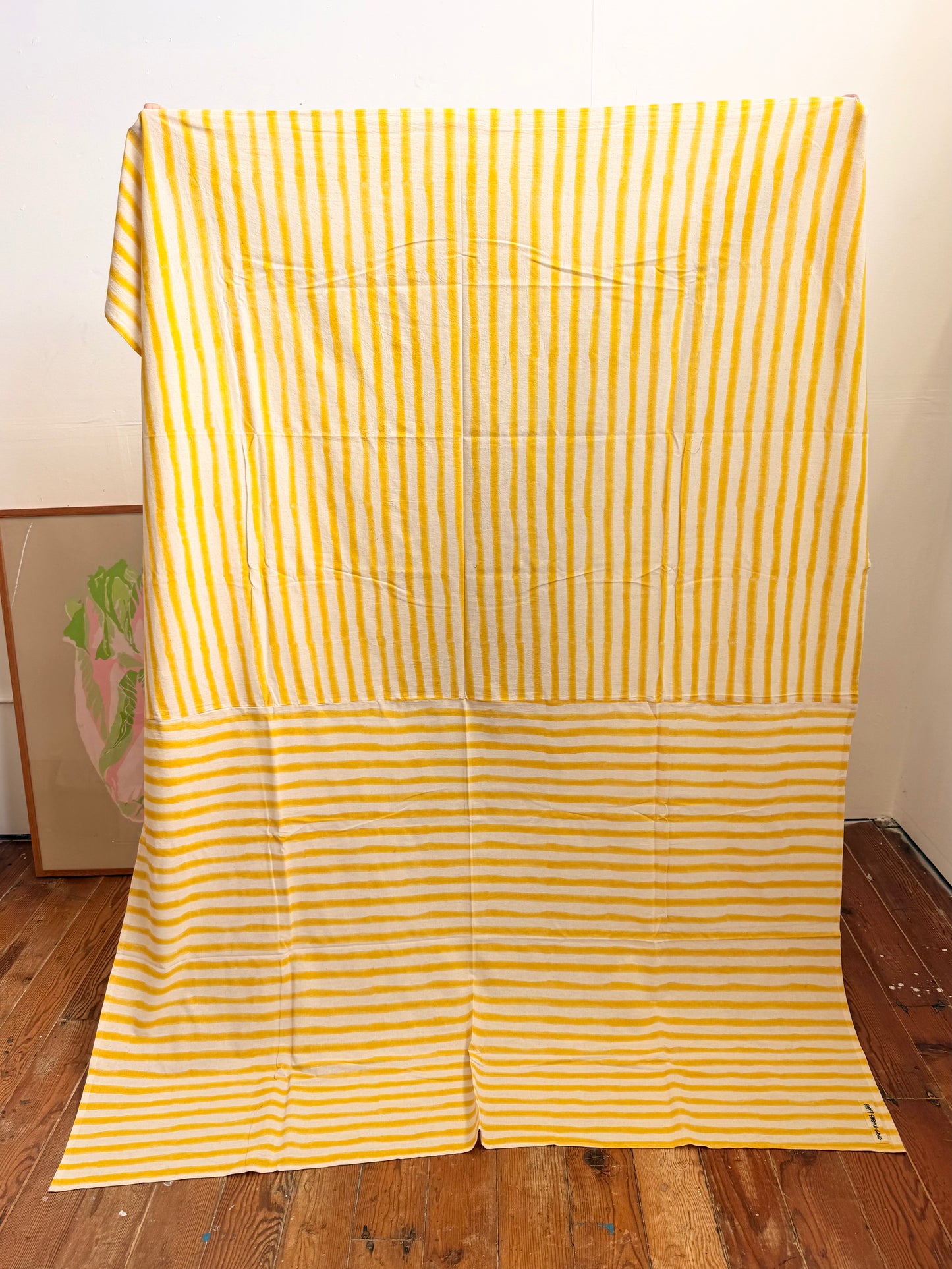 Large Rayé Light Throw Yellow- 90x68in