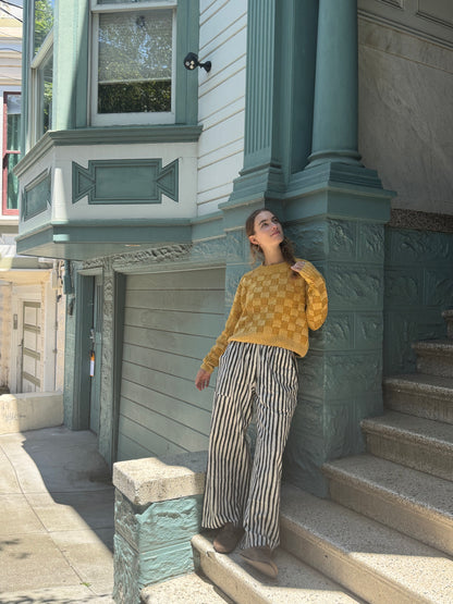 La Vie Est Belle Sweater, Hand Knit & Natural Dyes & Crochet Appliqué