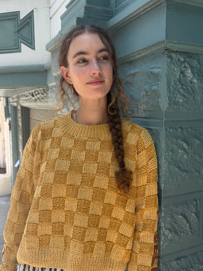 La Vie Est Belle Sweater, Hand Knit & Natural Dyes & Crochet Appliqué