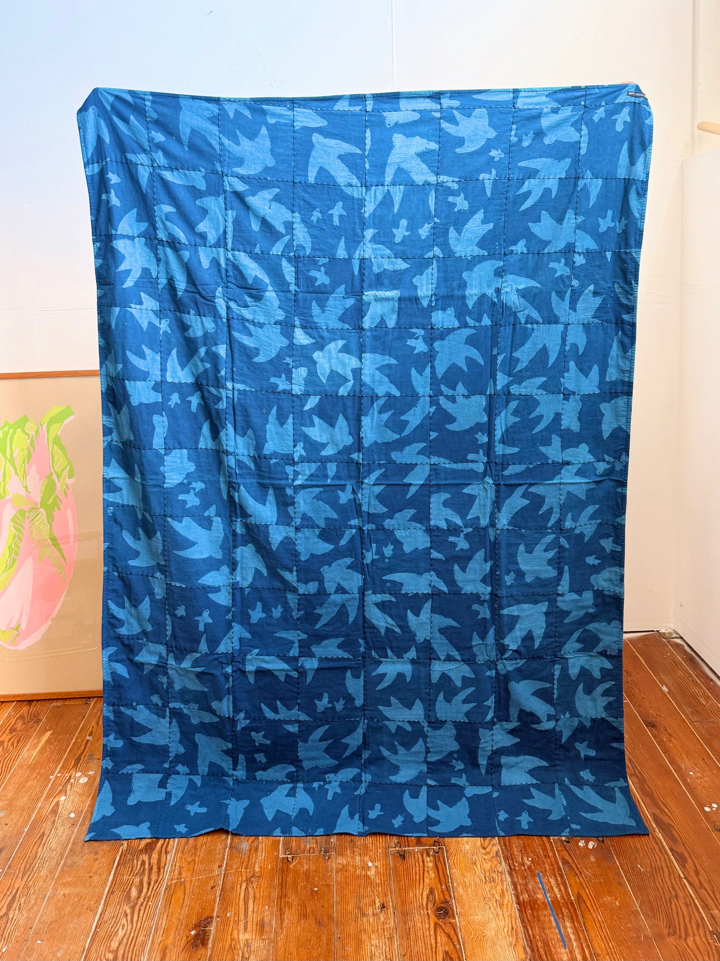 One of a Kind Indigo Liberté Quilt 75x55in