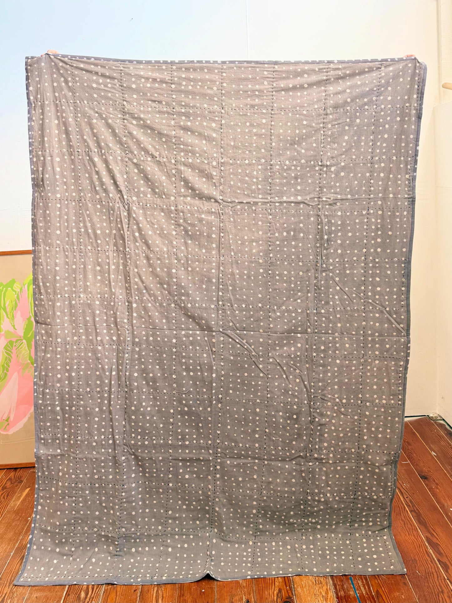 One of a Kind Grey Quilt 75x55in